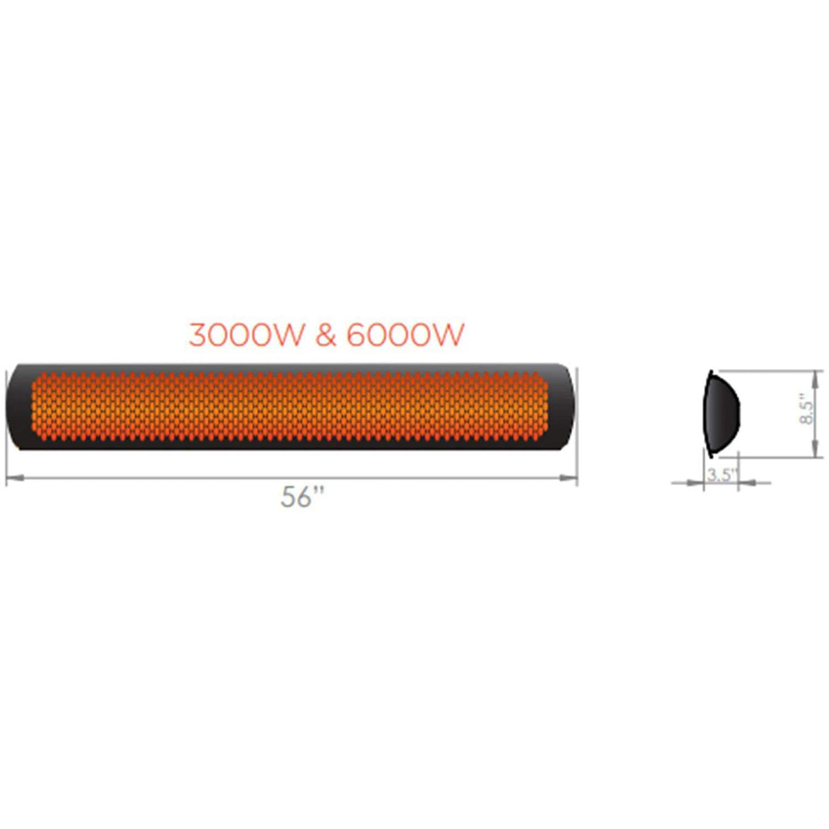 Bromic Tungsten Smart-Heat 56-Inch 6000W Dual Element Electric Heater