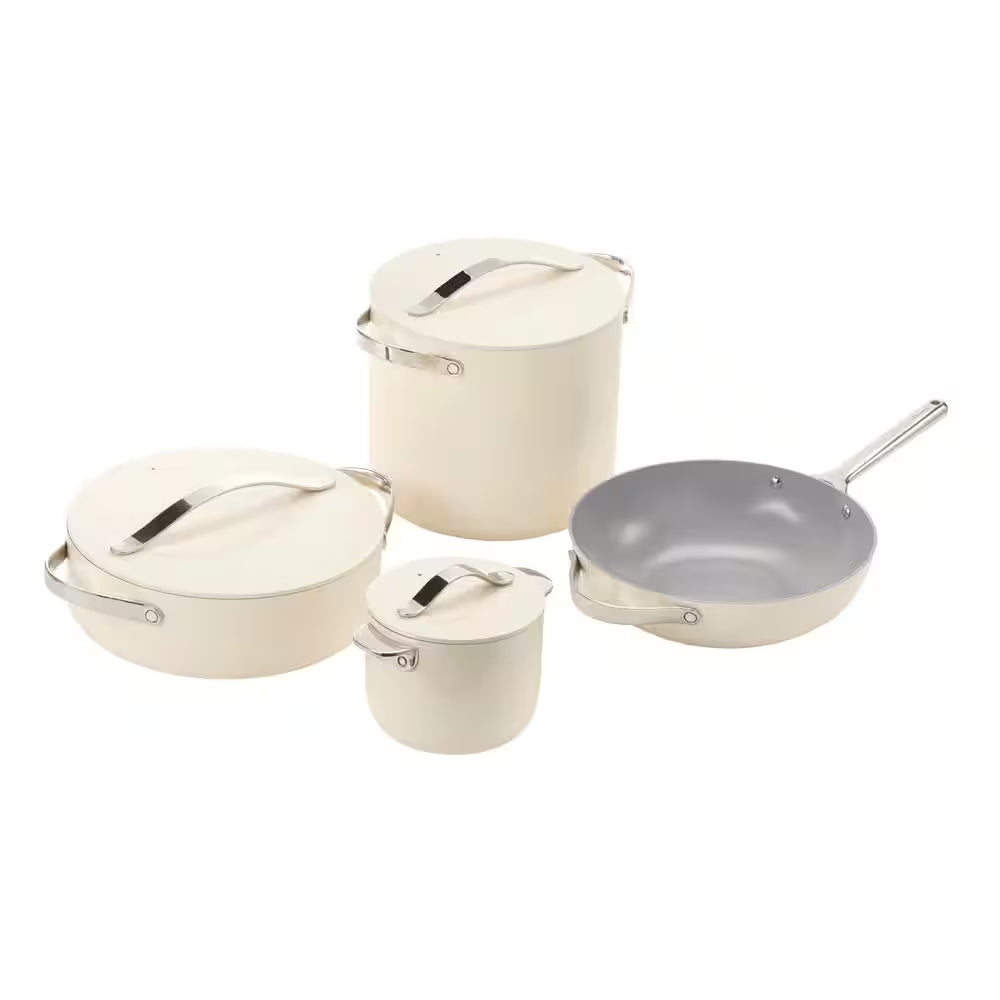 Cookware+ 8-Piece Ceramic Nonstick Cookware Set in Cream