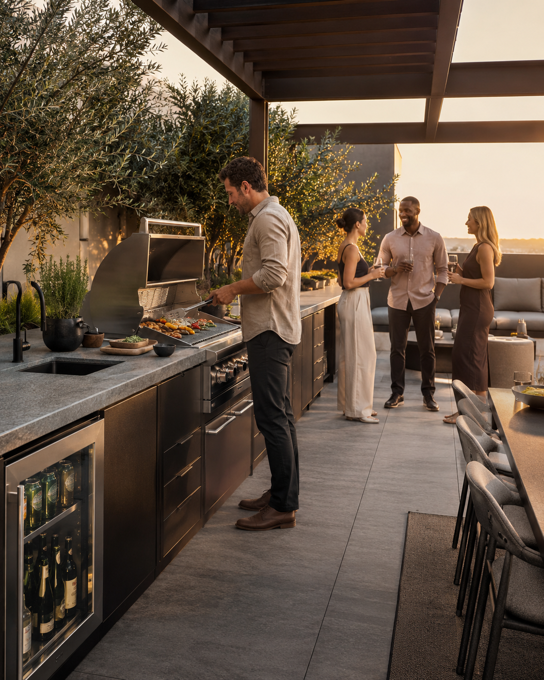 Flames, family, and open sky