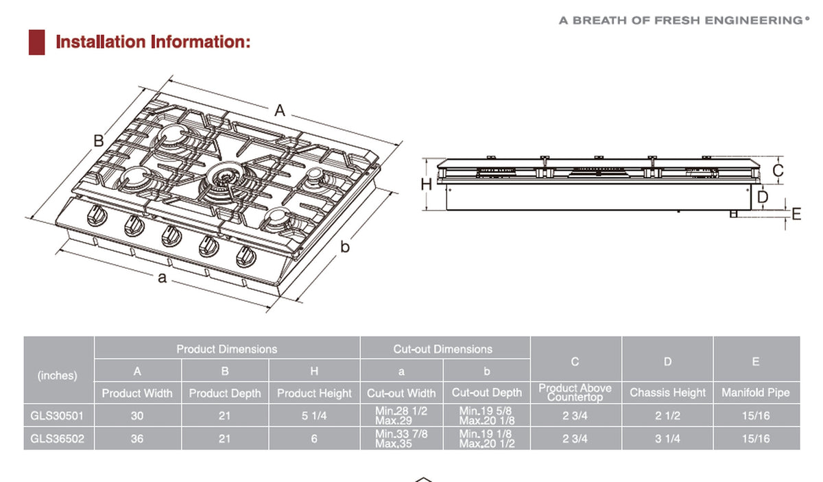 FOTILE GLS36502 36-Inch 5-Burner Stainless Steel Gas Cooktop