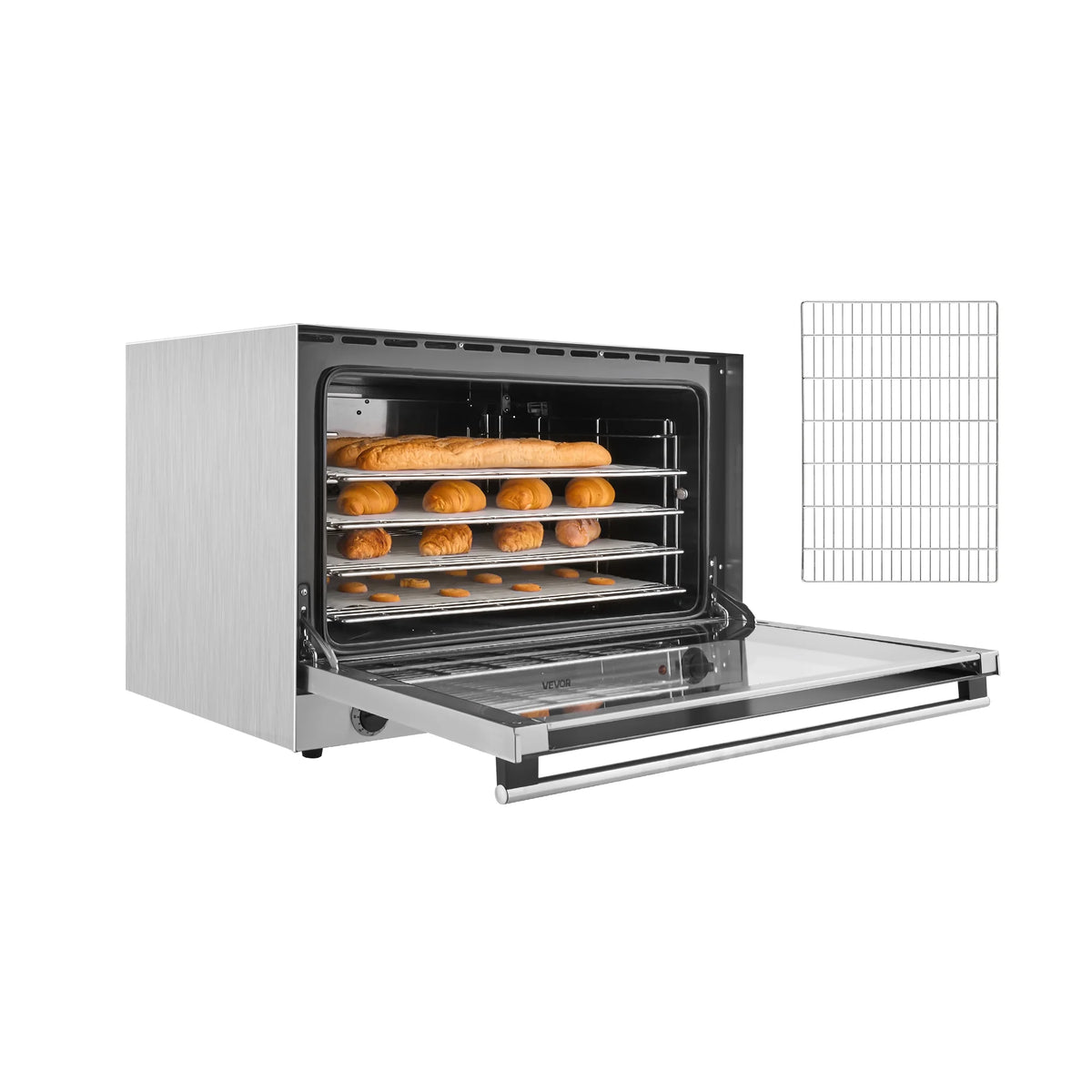 Commercial Convection Oven, 4.24 Cu.Ft Conventional Countertop Oven for Full-Size Pans, Electric Convection Ovens with 4 Racks, 360° Hot Air Circulation, for Bakery, Restaurant & Pizza Shop