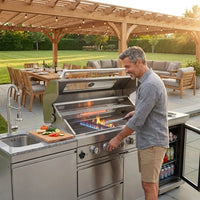 Outdoor Kitchen Island 85" 6-Burner 85000 BTU Deluxe Modular BBQ Island - Grill Islands W/Wine Cooler, Built in Combo outside Island + Rotisserie & Granite Top Outdoor Grill — Lifestyle